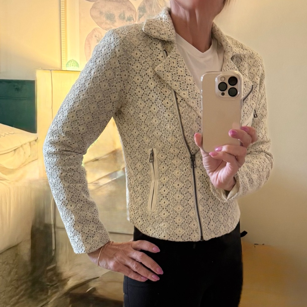Dolan White Lace Blazer with Intricate Detailing